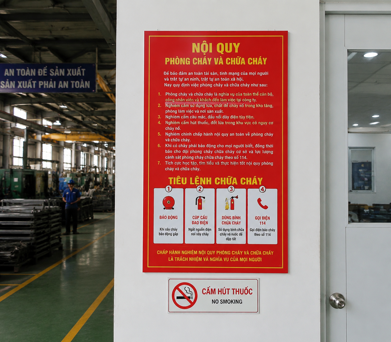 nội quy tiêu lệnh PCCC niêm yết tại cơ sở doanh nghiệp đúng quy định