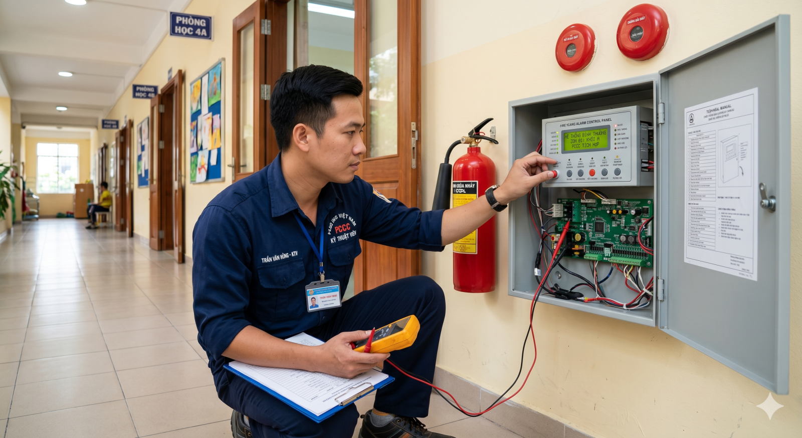 thi công pccc mầm non hệ thống báo cháy