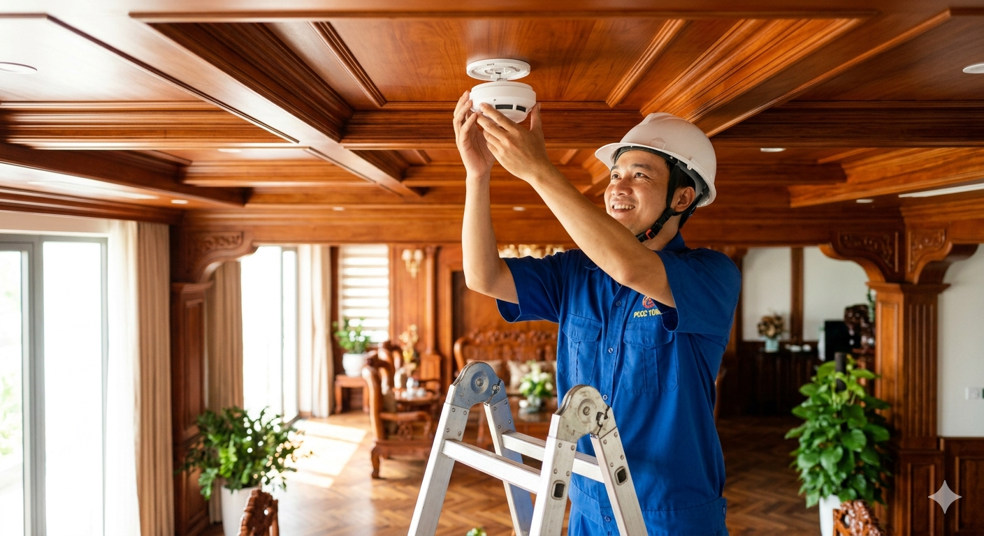 Quy trình lắp đặt báo cháy không dây chuyên nghiệp bởi kỹ thuật viên