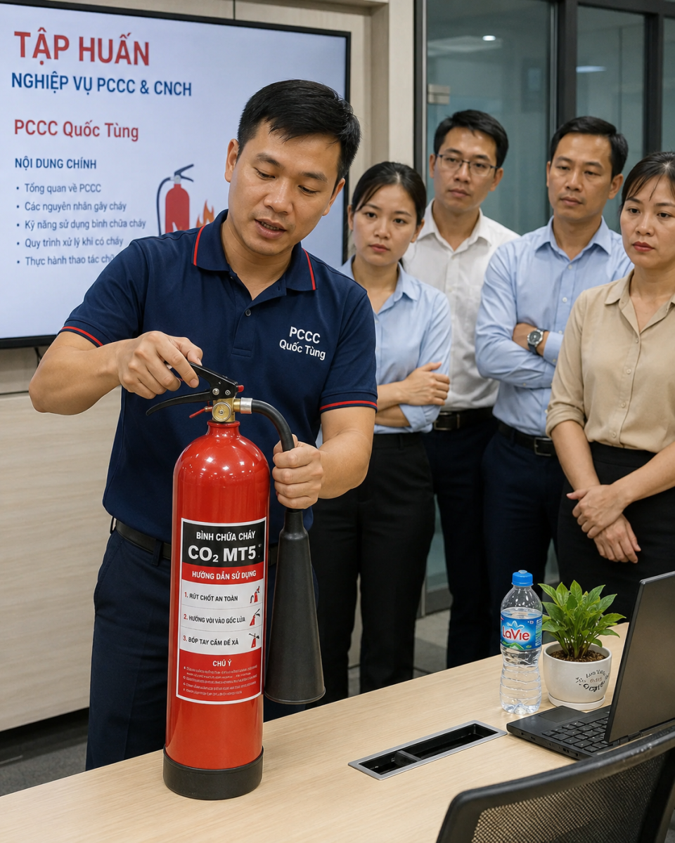 hướng dẫn sử dụng bình chữa cháy MT5 CO2 đúng kỹ thuật an toàn